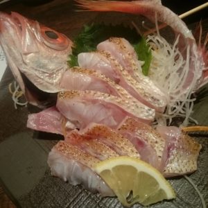 のどぐろさんの炙り刺し